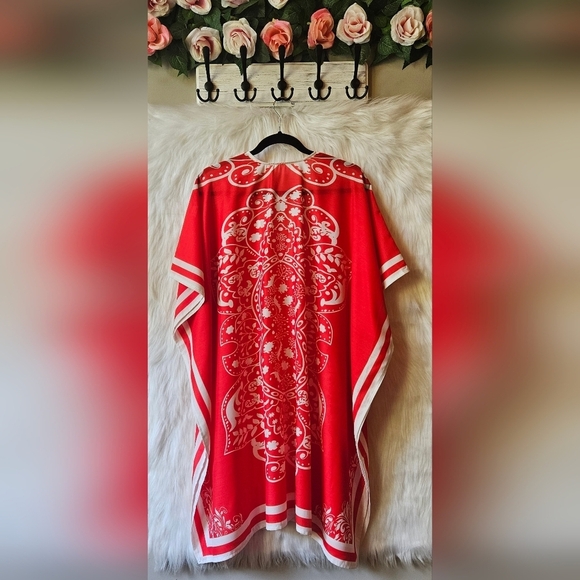 Vintage Vibrant Tropical Paisley Boho Beach Coverup - Picture 3 of 6